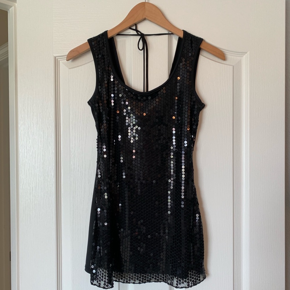 Black Sequin Tank Top